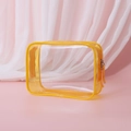 Transparent yellow PVC makeup bag with waterproof dry-wet separation design - 17*6*12cm / Yellow