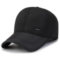 Gorra de béisbol negra de invierno para hombre con acolchado ondulado y logo sport - Negro / Ajustable