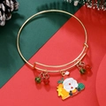 Detail of adjustable gold Christmas bracelet with Santa charm and colorful beads - White Santa (D1366)