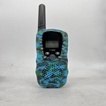 Blue camouflage T-388 walkie talkie for kids with LCD display and handheld design - Camo Blue