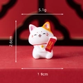 Mini white resin lucky cat figurine with Good Luck scroll, size 2.6cm by 1.9cm - Good Luck Cat