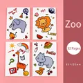 Set of 4 cute cartoon animal mini notebooks for students, 85x120mm portable pocket pads - Zoo Animals