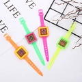 Set of 4 colorful cartoon animal maze watches in orange, green, pink and lime colors - Square Maze Watch