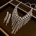 Lace Tassel Stud Earrings Necklace Set