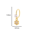 Golden flower pendant nose ring with white zircon stones measuring 1.53cm by 0.51cm - 5# Gold