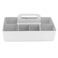 White plastic storage basket with handle and multi-grid organizers for desk - 8 Compartments / 8-Grid White