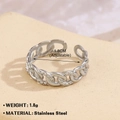 Adjustable silver chain texture stainless steel ring with 1.8cm diameter and 1.8g weight - Cuban Link 691 / Steel