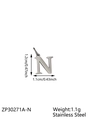 Silver stainless steel letter N charm pendant with measurements 1.2x1.1cm and 1.1g weight - Letter-N / Steel