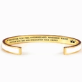 Gold-plated C-shaped sister bracelet with white enamel and motivational engraving - Sister / White