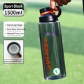 1500ml minimalist sports water bottle in translucent black with portable carry handle - 1500ml / Black