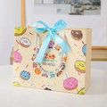 Cadeauzakje met dierenprint en blauwe satijnen strik voor kinderfeestjes en traktaties - Blauw Lint / Klein (18x16x10cm)