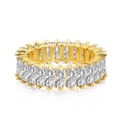 Eternity ring in golden finish featuring rectangular clear gemstones and 925 hallmark - Golden White