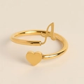 Verstellbares goldenes Armband mit Schreibschrift-Buchstabe A und 3D-Herz-Design - Buchstabe A