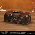 British vintage style dark brown PU leather tissue box with maritime print and rivets - 4200-10 Pacific Soul 1895