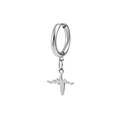 Detail shot of silver stainless steel hoop earring with a heartbeat pulse wave pendant - Heartbeat