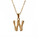 Detailed close-up of golden bamboo texture necklace featuring letter W pendant - Letter W