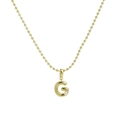 18k gold plated brass ball chain necklace featuring a pearl-inlaid bubble letter G pendant - Letter G