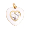 Colgante de corazón dorado con bordes de esmalte blanco y circón central de corazón - Corazón Blanco