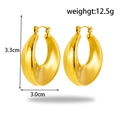 Golden chunky hoop earrings in a 3.3cm thick C-shape design with polished mirror finish - ER-1256 Medium Thick Hoop Earrings