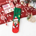 Chaussettes de Noël en polaire corail rouge et vert avec motif festif de fille dessin animé - Taille unique / Girls
