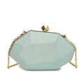 Chic mint green geometric evening clutch with glittering sequins and gold chain strap - Green