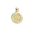 Detailed macro of an 18k gold-plated Virgo zodiac charm with zircon stones on white background - Virgo (YE040-6)