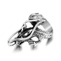 Vintage silver dragon ring for men with detailed dragon scales and polished finish - US Size 8 / Dragon Ring(SA347)