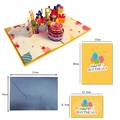 Tarjeta de cumpleaños 3D musical con luces, sonido, sobre azul y dimensiones - Estilo de tarta de cumpleaños 3D amarilla (S674)