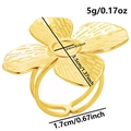 Detailweergave van de gouden 304 roestvrijstalen bloemring met maat- en gewichtsinfo - Goud