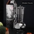 7-piece stainless steel kitchen tool set with rotating stand and gift box packaging - Standard Style 7-Piece Set (With Stand)