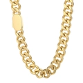 Golden heavy cuban link chain necklace in stainless steel with polished snap buckle - Gold 11mm 45cm (KN237939-Z)