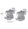 Close-up of punk dragon claw stud earrings in stainless steel with detailed dimensions - Dragon Claw Earrings (KE112124-WGSF) / One Pair
