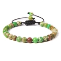 Natursteinperlen Yoga Armband mit verstellbarem schwarzem Geflechtband für Damen - Hellgrüner Kaiserstein