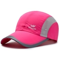 Gorra deportiva rosa y gris de secado rápido con paneles laterales de malla transpirable - Ajustable / Rosa Rojo