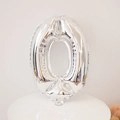 Silver 16-inch aluminum foil number 0 balloon with metallic mirror finish for parties - Number 0 / 16" / Silver