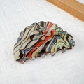 Artistic acrylic shark hair claw with colorful marble pattern and wavy shell design - Oil Painting - Wave Round