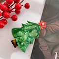 Pinza per capelli a forma di albero di Natale in acetato verde con perle e stella rossa - Albero di Natale rosso