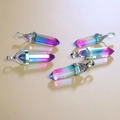 Five-piece set of gradient blue and purple hexagonal crystal column pendants - Blue Pink Purple Gradient