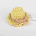 Handmade yellow crochet hamster hat with brown bow tie and elastic strap for pets - Light Green Bow Hat