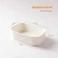 650ml square white kraft paper bowl disposable eco-friendly food container without lid - No Lid / 650ml White Rectangular Box