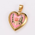 Pendentif médaillon cœur en émail rose avec détail rose et gravure Best Friends - Modèle Rose Rose Best Friends (Style 7)