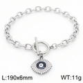 Silver geometric evil eye bracelet with OT buckle in durable stainless steel finish - Steel Color (KB183042-TJG)