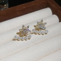Gold - Perlenbogen-Stil (925 Sterling Silber Ohrstecker)