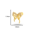 Golden bow stud earring with white zircons and dimensions 1.14cm by 1.03cm - 11# Golden