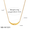 Detailed view of moon pendant necklace with size specs, 40cm+5cm length, 2.8g weight - Gold Crescent Moon Pearl Pendant (NB-N1331)