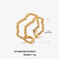 Adjustable double-bead stainless steel ring with 18K gold plating for women - Adjustable Open / Gold