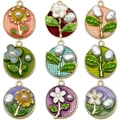 Set of floral round metal enamel charms with imitation pearls in nine vibrant colors - Mix 9 Pcs Round Flower Series-SN1106