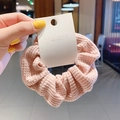 Roze scrunchie met wafeltextuur en bloemenkant voor dames van hoogwaardige stof - Roze