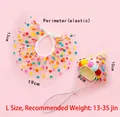 Pink polka dot mesh pet birthday bib and hat set with colorful pompom details - Large Polka Dot Set