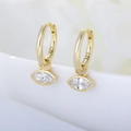 S925 sterling silver gold plated hoop earrings with marquise cubic zirconia pendants - Gold (KE3897F)